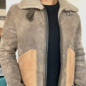 IRO Paris Suede Leather Bomber w/ shearling
